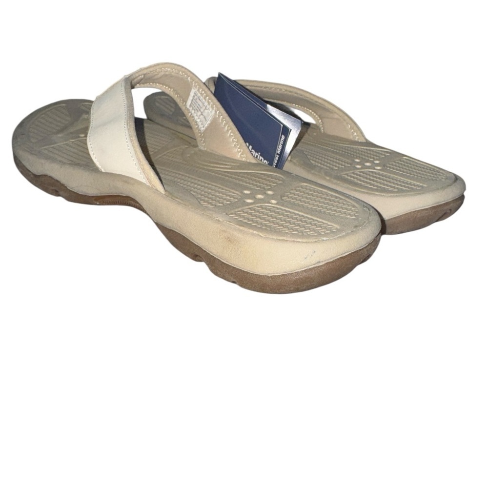 West Marina Men's Beige Boating Beach Vacation Summer Sandals Flip Flops Size 12 - Picture 5 of 5